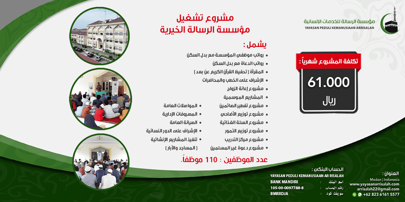 تشغيلية مؤسسة الرسالة الخيرية شهرياً